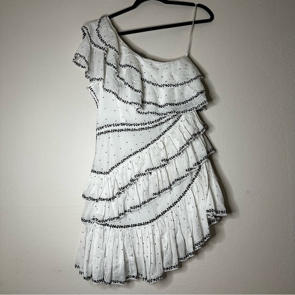 LOVE SAM Black Rose embroidered one shoulder ruffled mini dress M NEW - Picture 10 of 12